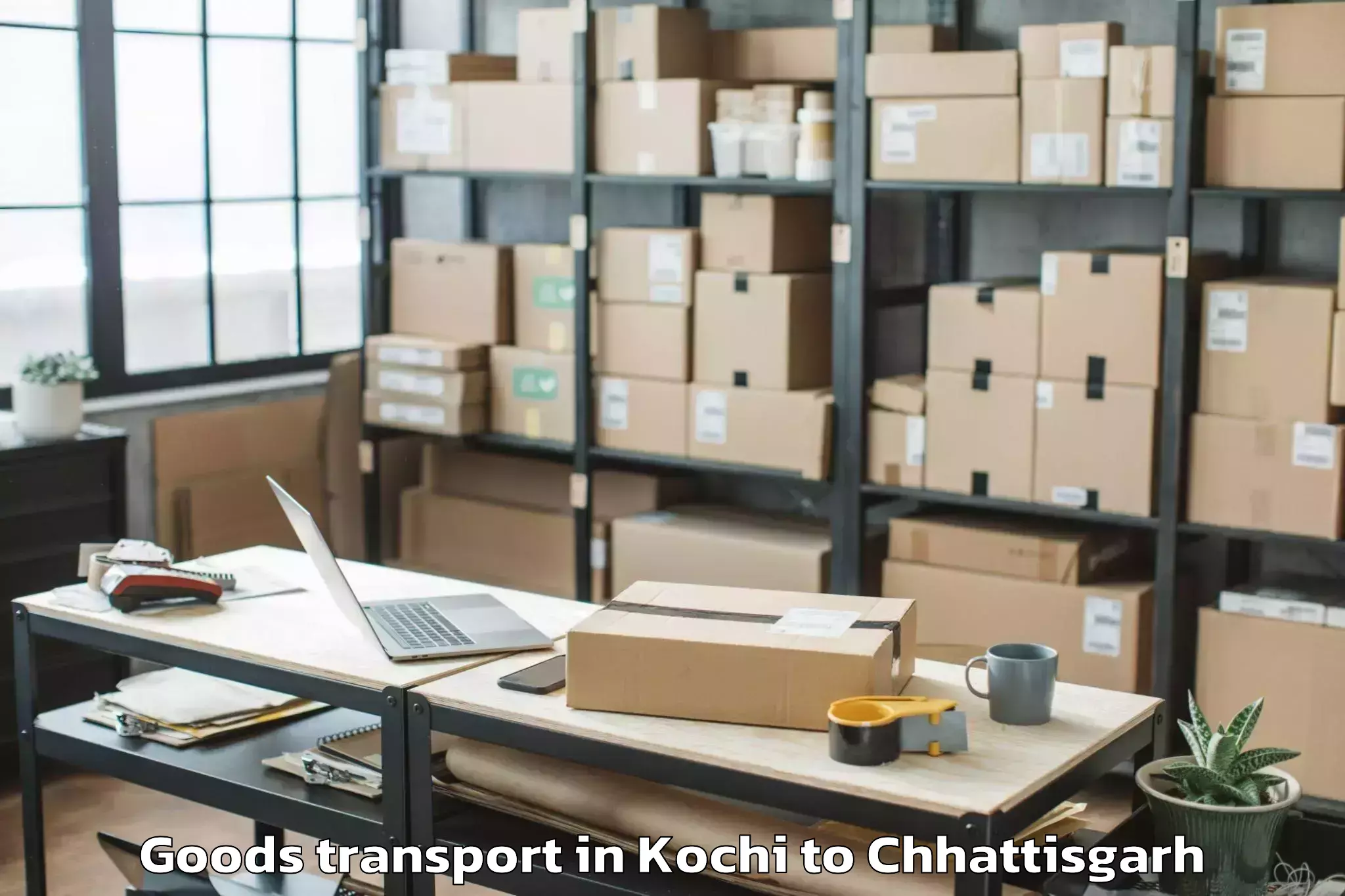 Trusted Kochi to Saraipali Goods Transport